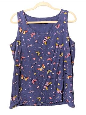 Duluth Trading Co Purple Butterfly Sleeveless Tank